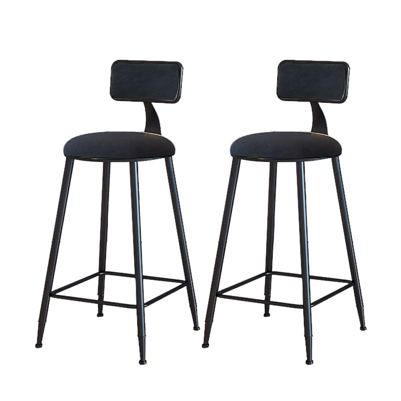 Modern Armless Backrest Counter Stool Iron Cafe Bar Stool with Velvet Cushion and Pedal