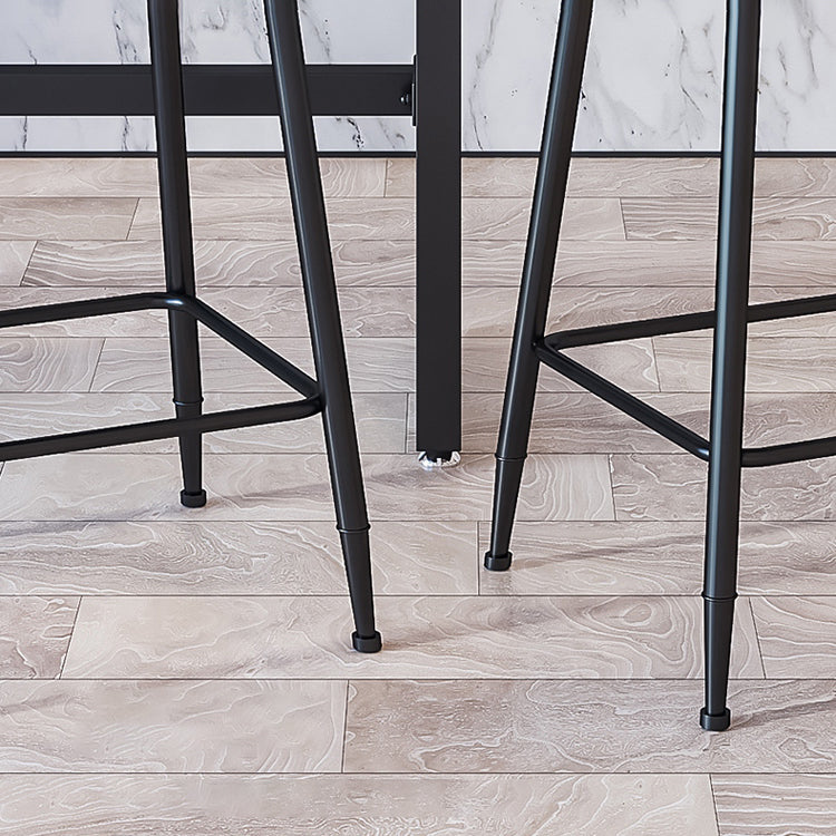 Modern Armless Backrest Counter Stool Iron Cafe Bar Stool with Velvet Cushion and Pedal