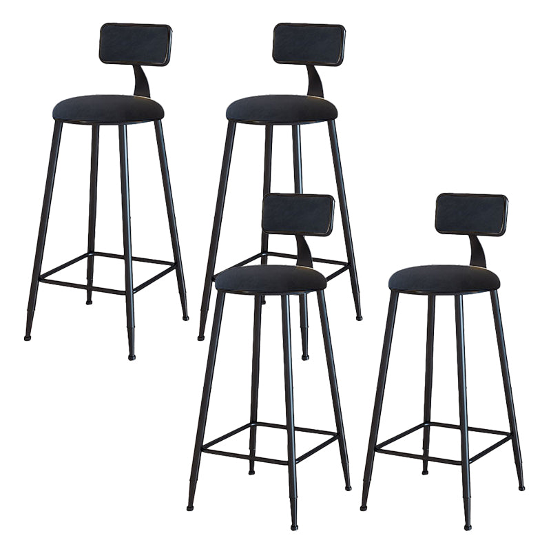 Modern Armless Backrest Counter Stool Iron Cafe Bar Stool with Velvet Cushion and Pedal