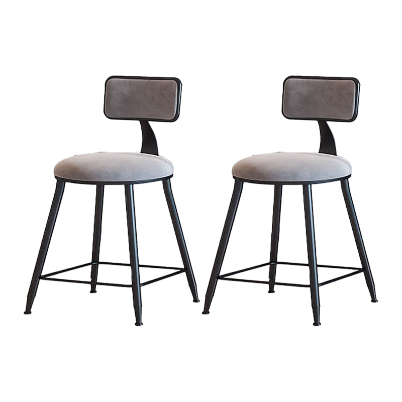 Modern Armless Backrest Counter Stool Iron Cafe Bar Stool with Velvet Cushion and Pedal