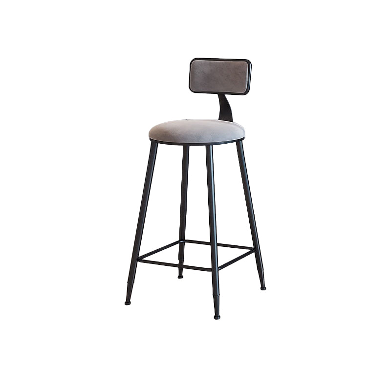 Modern Armless Backrest Counter Stool Iron Cafe Bar Stool with Velvet Cushion and Pedal