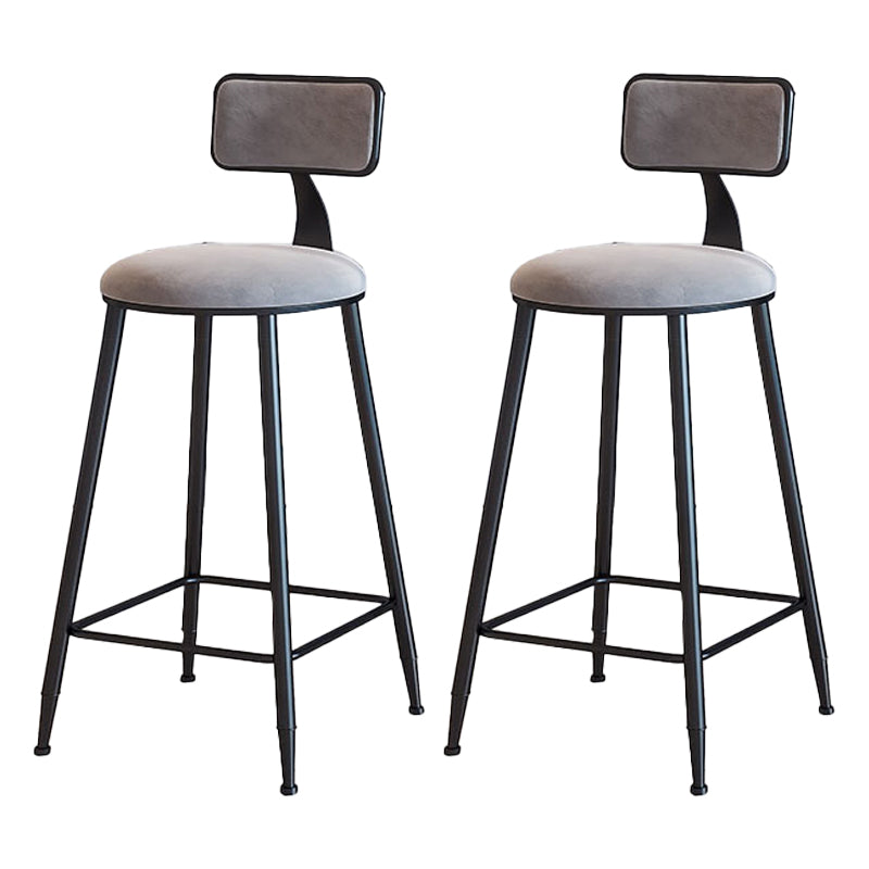 Modern Armless Backrest Counter Stool Iron Cafe Bar Stool with Velvet Cushion and Pedal