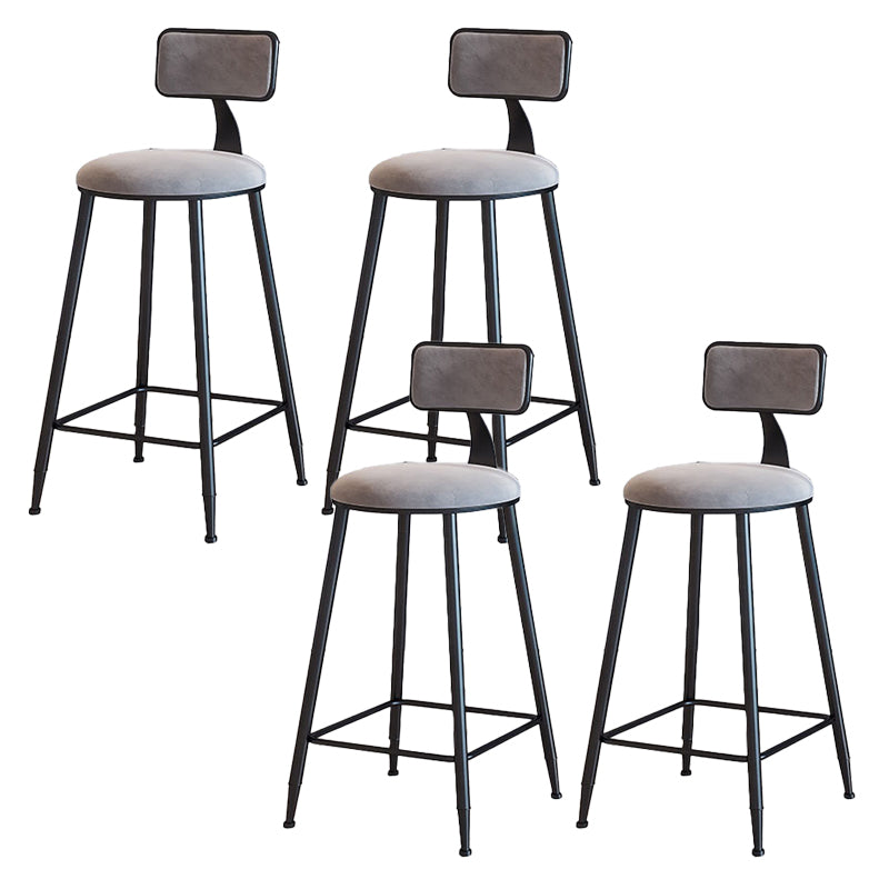 Modern Armless Backrest Counter Stool Iron Cafe Bar Stool with Velvet Cushion and Pedal