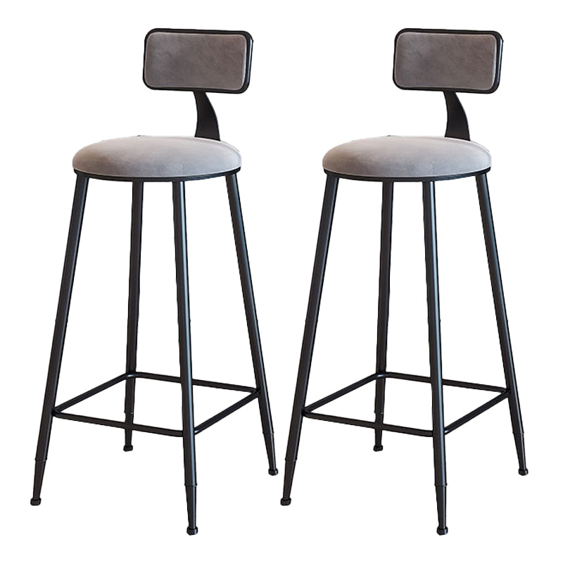 Modern Armless Backrest Counter Stool Iron Cafe Bar Stool with Velvet Cushion and Pedal