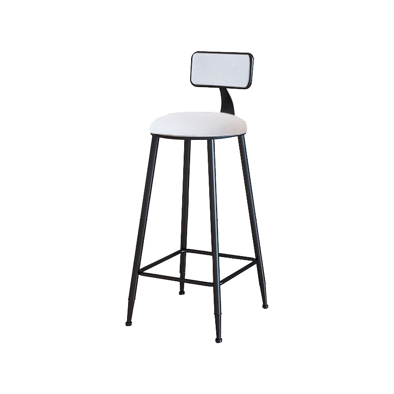 Modern Armless Backrest Counter Stool Iron Cafe Bar Stool with Velvet Cushion and Pedal