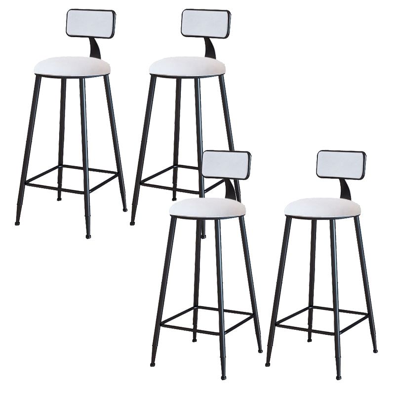 Modern Armless Backrest Counter Stool Iron Cafe Bar Stool with Velvet Cushion and Pedal