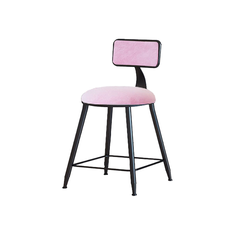 Modern Armless Backrest Counter Stool Iron Cafe Bar Stool with Velvet Cushion and Pedal