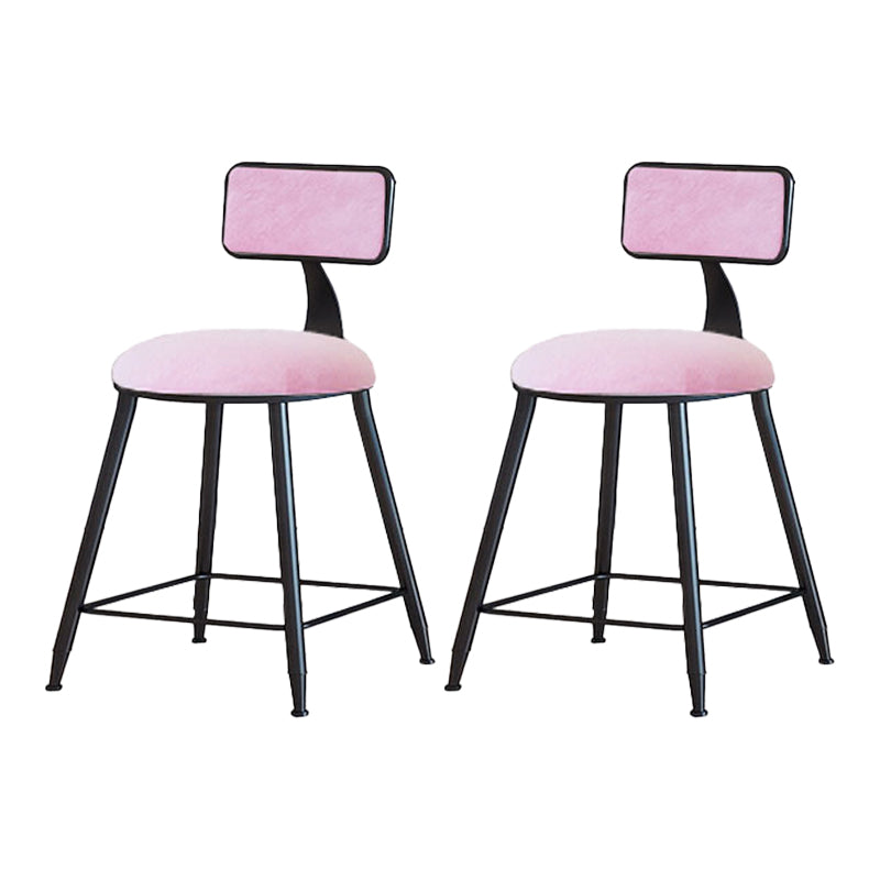 Modern Armless Backrest Counter Stool Iron Cafe Bar Stool with Velvet Cushion and Pedal
