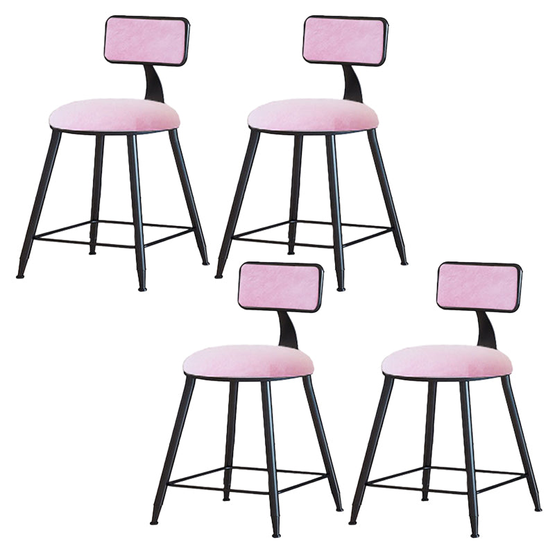 Modern Armless Backrest Counter Stool Iron Cafe Bar Stool with Velvet Cushion and Pedal