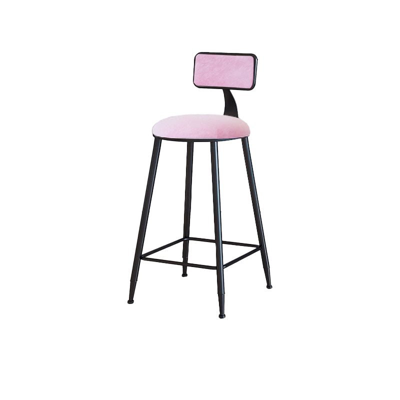 Modern Armless Backrest Counter Stool Iron Cafe Bar Stool with Velvet Cushion and Pedal