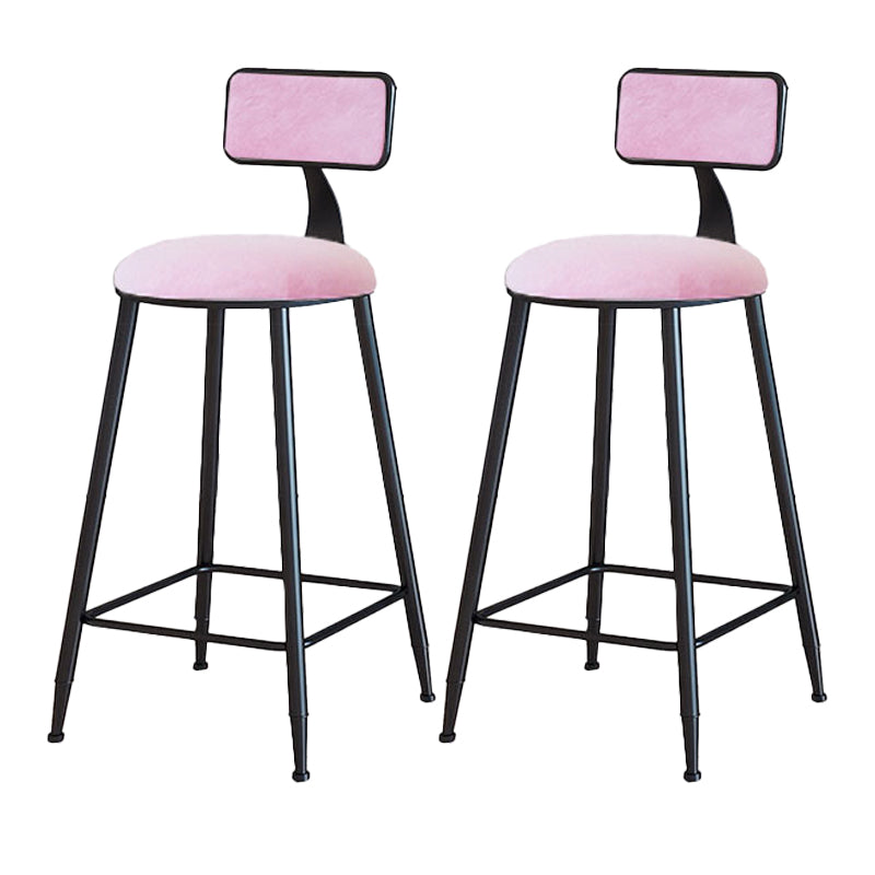 Modern Armless Backrest Counter Stool Iron Cafe Bar Stool with Velvet Cushion and Pedal
