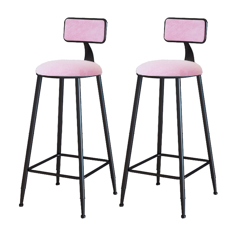 Modern Armless Backrest Counter Stool Iron Cafe Bar Stool with Velvet Cushion and Pedal