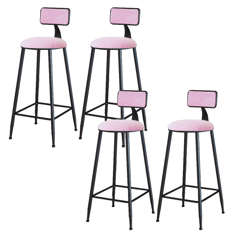 Modern Armless Backrest Counter Stool Iron Cafe Bar Stool with Velvet Cushion and Pedal