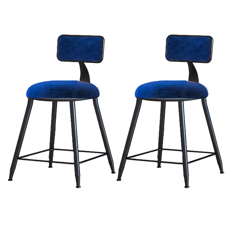 Modern Armless Backrest Counter Stool Iron Cafe Bar Stool with Velvet Cushion and Pedal