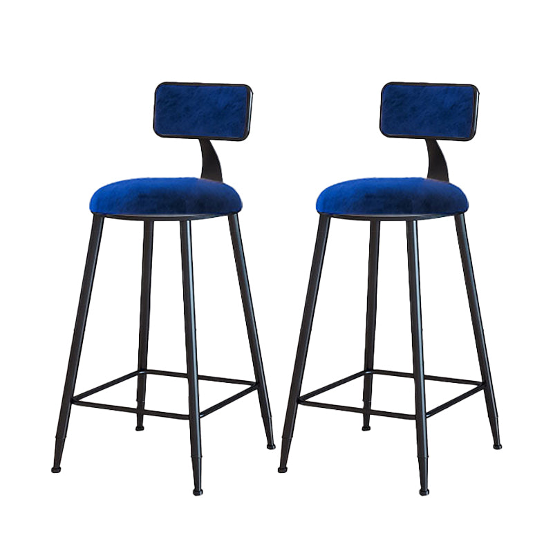 Modern Armless Backrest Counter Stool Iron Cafe Bar Stool with Velvet Cushion and Pedal