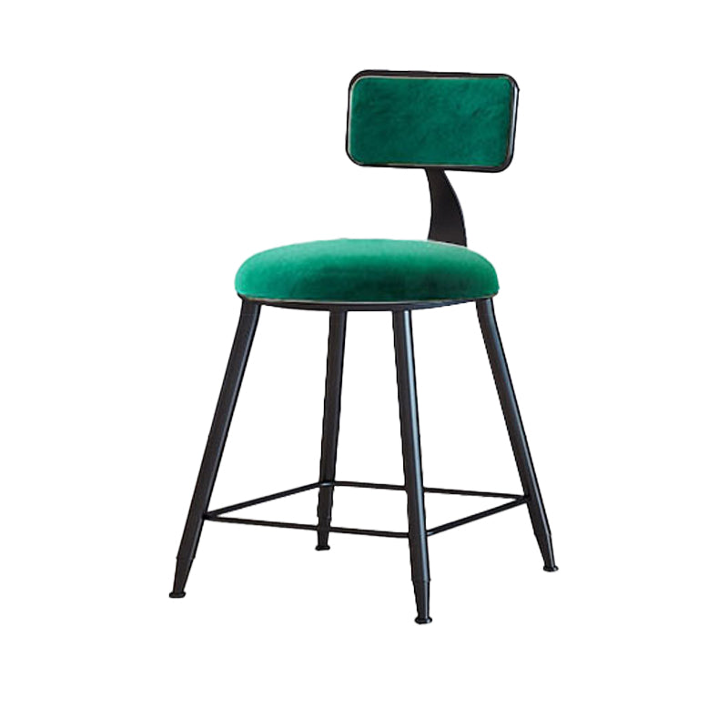 Modern Armless Backrest Counter Stool Iron Cafe Bar Stool with Velvet Cushion and Pedal