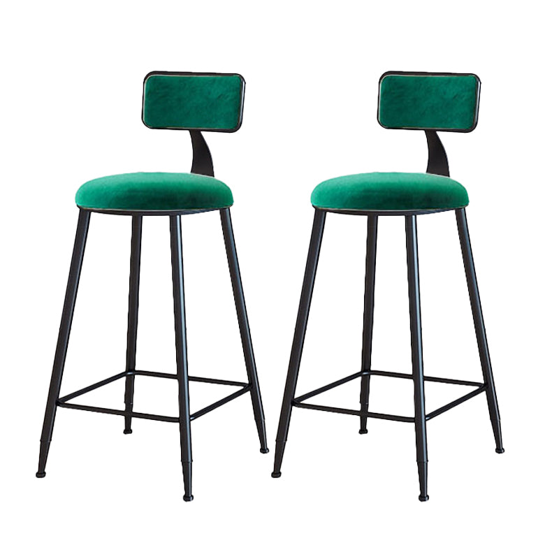 Modern Armless Backrest Counter Stool Iron Cafe Bar Stool with Velvet Cushion and Pedal