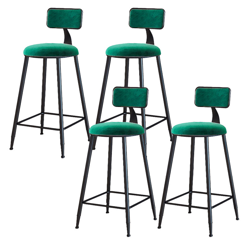 Modern Armless Backrest Counter Stool Iron Cafe Bar Stool with Velvet Cushion and Pedal