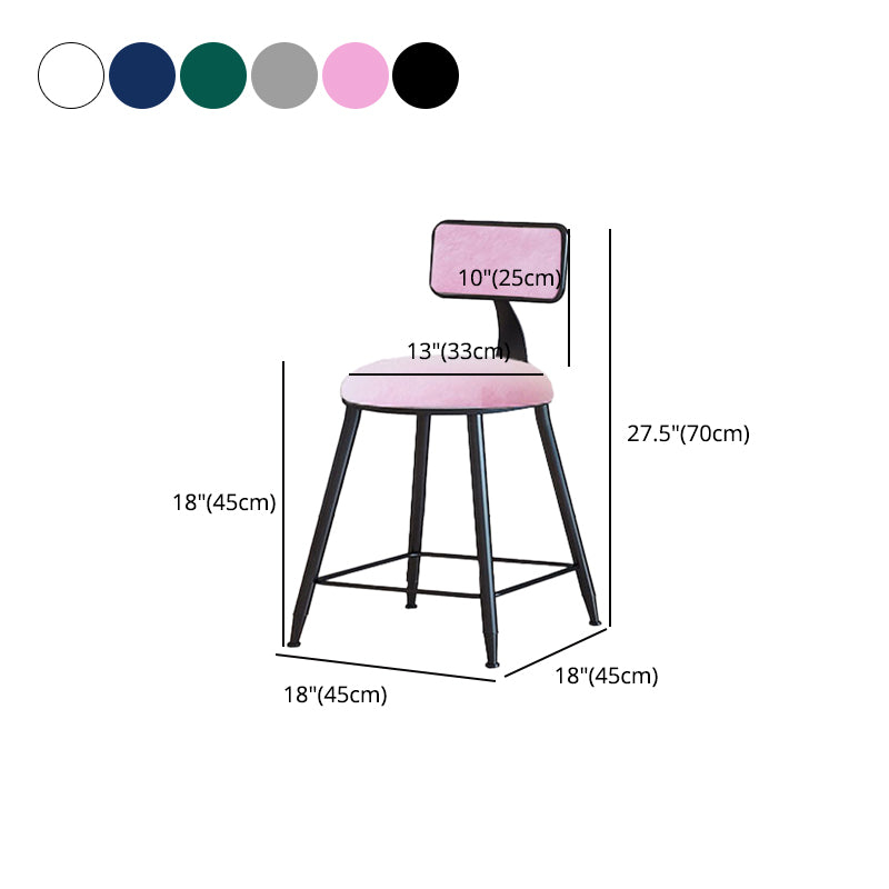 Modern Armless Backrest Counter Stool Iron Cafe Bar Stool with Velvet Cushion and Pedal