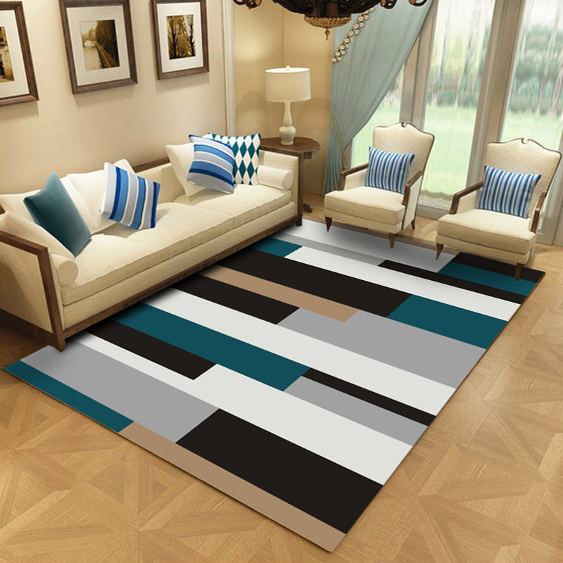 White Simple Carpet Polyester Graphic Carpet for Drawing Carpet for Living Room