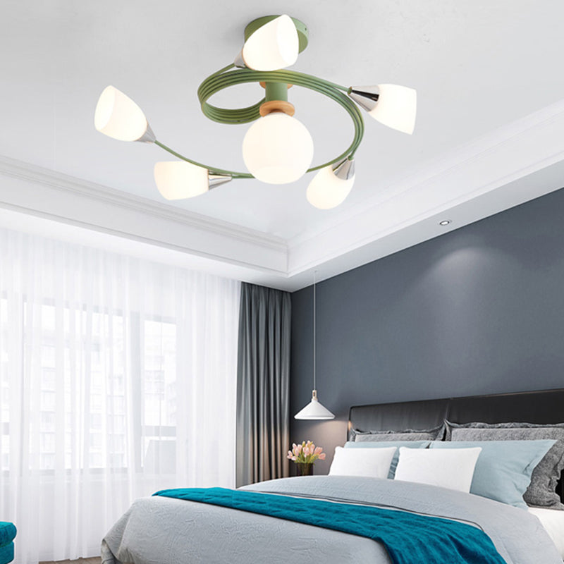 Metal Flush Mounted Ceiling Lights Frosted Glass Shade Ceiling Lighting for Living Room