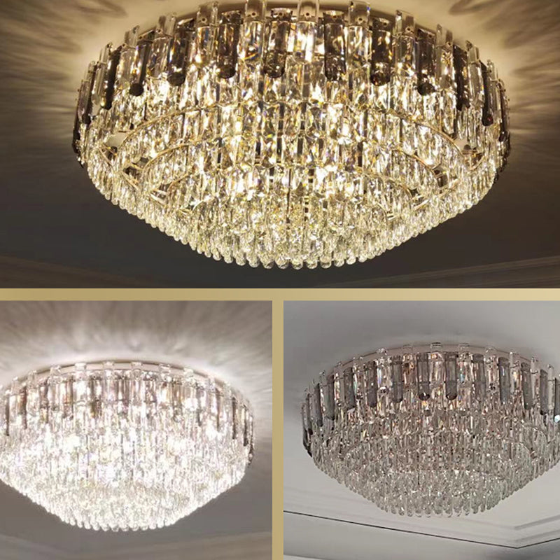 Modern Flush Mount Light Fixtures Flush Ceiling Lamps with Crystal Shade for Living Room