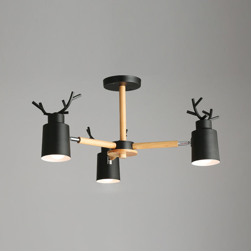 Fissature di illuminazione a sospensione in metallo Nordic Macron Antler Metal With Wood Room