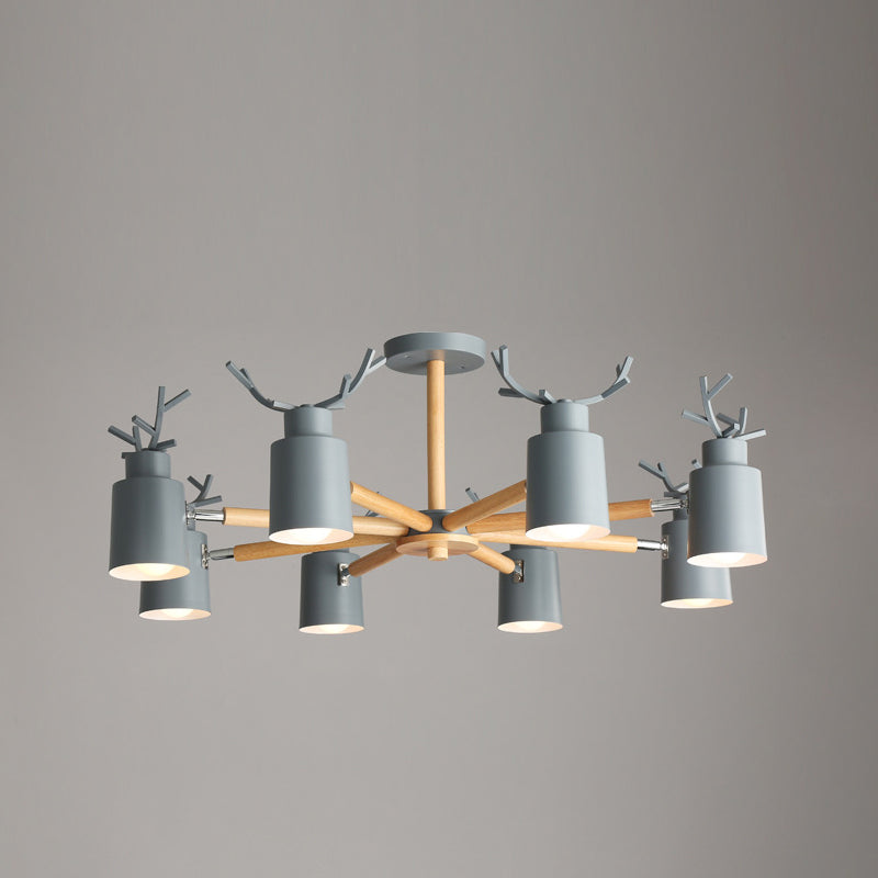 Fissature di illuminazione a sospensione in metallo Nordic Macron Antler Metal With Wood Room