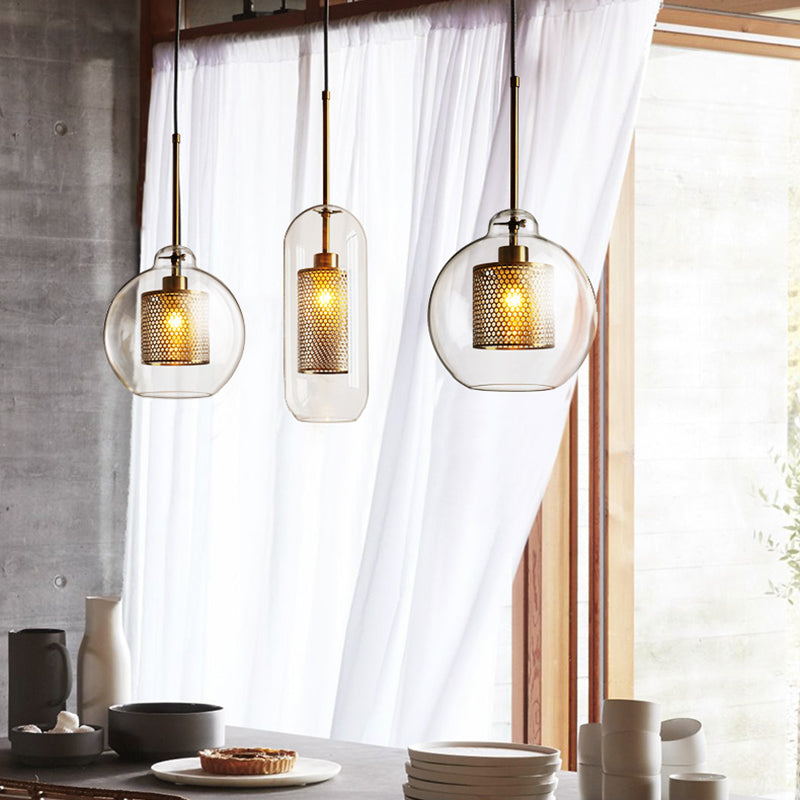 Glass Shade Hanging Light Industrial Style Pendant Lighting Ayémorrat pour le salon