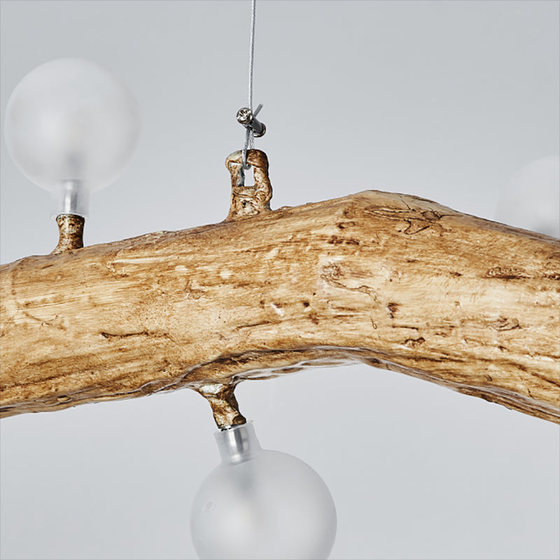 Modern Resin Island Chandelier Stump 1-Light Restaurant Suspension Lamp with Glass Shade
