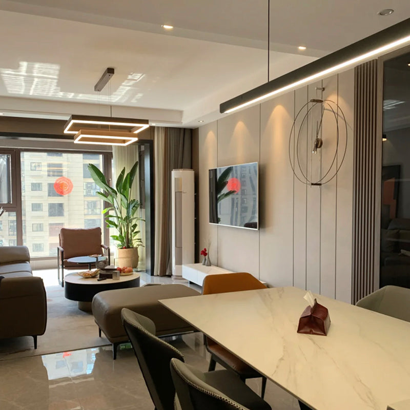 Accesorios de iluminación modernos de la isla de cobre de cobre lámpara de suspensión LED de 1 luces lineales