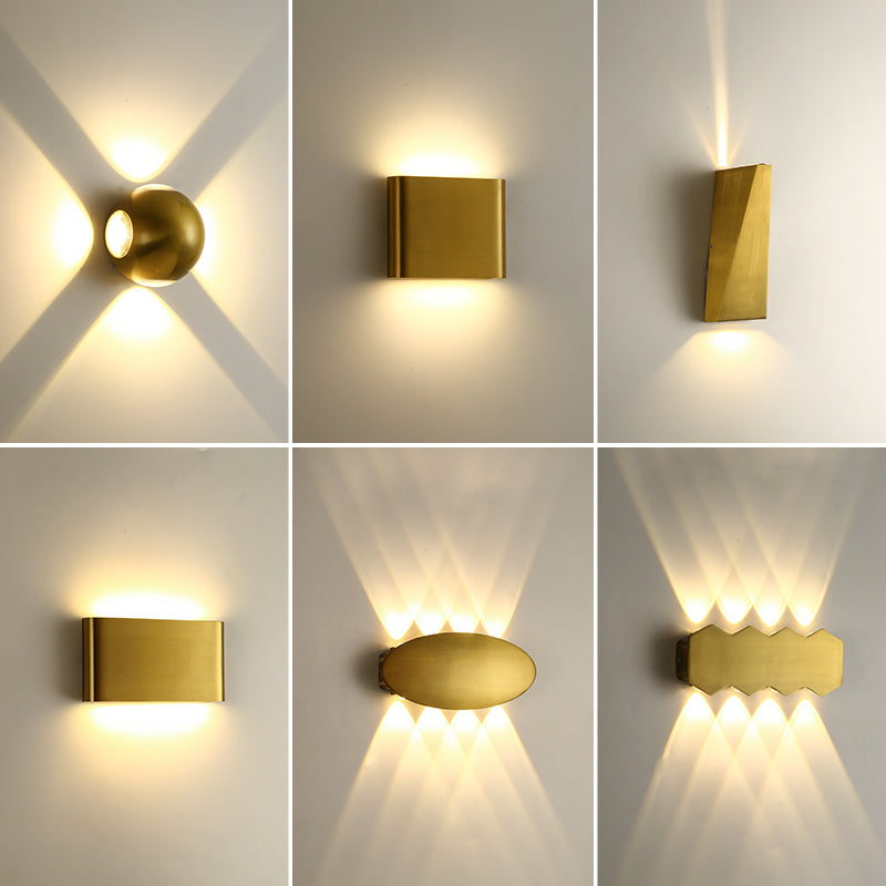 Stile moderno in alluminio Luce a parete geometrica Pronzo a parete a LED per camera da letto