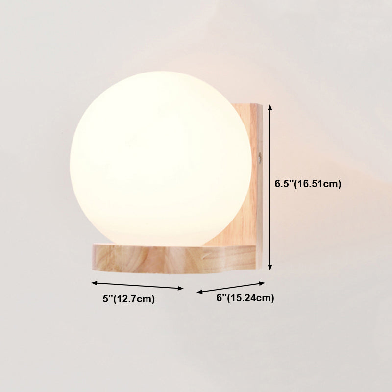 Estilo japonés de pared de madera de madera apliques de pared geométrica con vidrio blanco