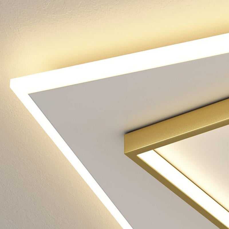 Geometry Shape LED Feather Ceiling Lamp Modern Aluminium 2 Lights Flush Mount for Bedroom