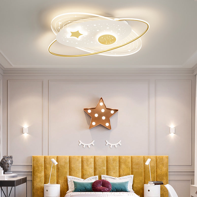 Oval Shape LED Ceiling Lamp Modern Iron 4 Lights Flush Mount for Bedroom