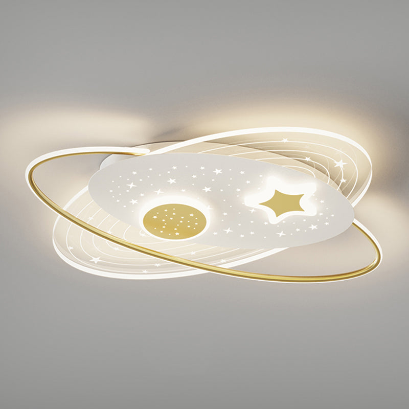 Plafonnier LED de forme ovale en fer moderne, 4 lumières, montage encastré pour chambre à coucher