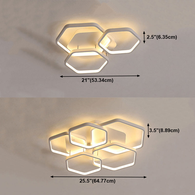 Modern Hexagon Flush Light Fixture Metal Flush Mount Ceiling Light in White