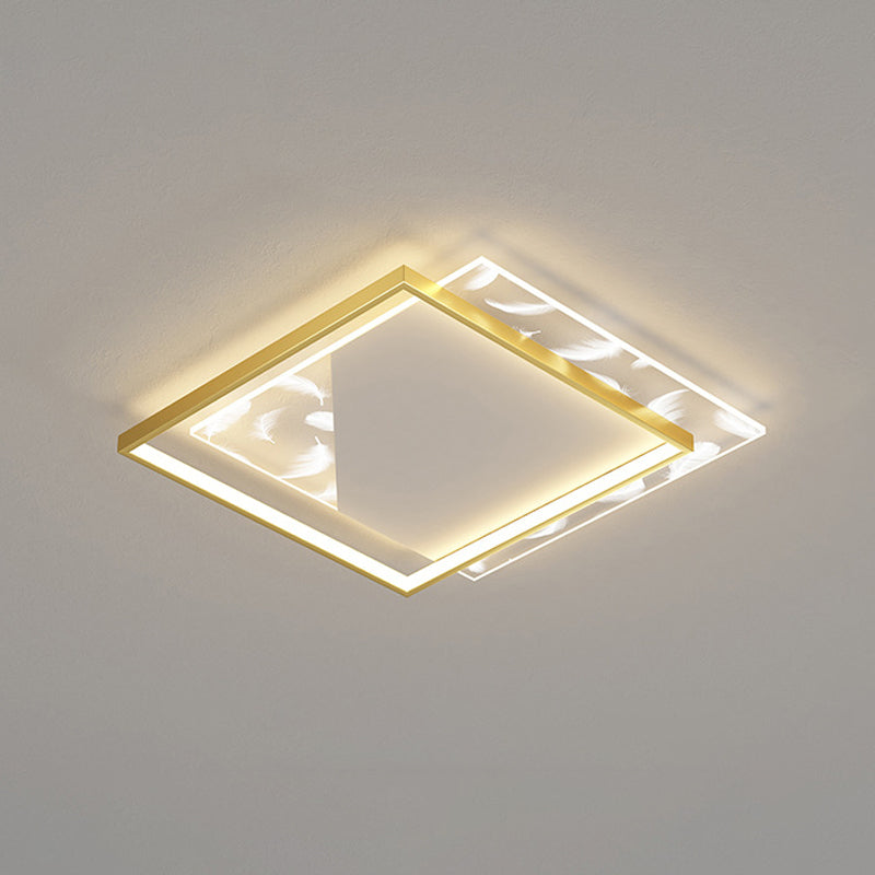 Contemporary Squared Flush Light Fixture Metal 2-Light Flush Mount Ceiling Light