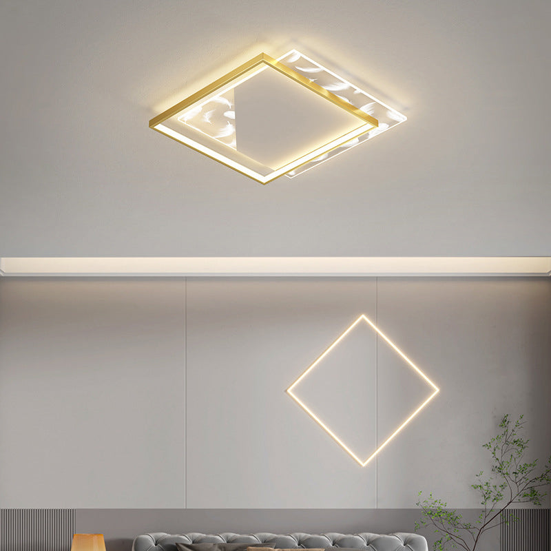 Contemporary Squared Flush Light Fixture Metal 2-Light Flush Mount Ceiling Light
