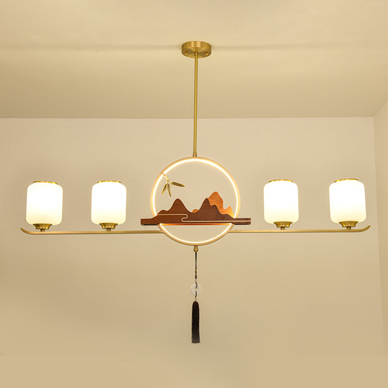 Moderne hanglampcilinder Witglas eiland hanglampen voor kookeiland