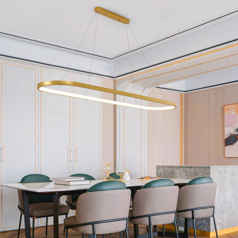 Luz de la isla contemporánea de metal ovalado 1 luces de la isla ligera en oro