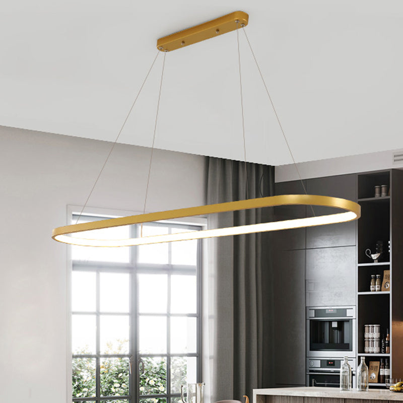 Luz de la isla contemporánea de metal ovalado 1 luces de la isla ligera en oro