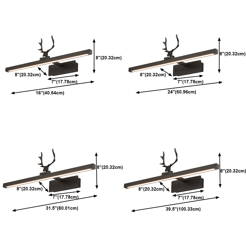 Lineaire vorm Metalen wand SCONCE Moderne stijl 1- Lichte spiegelwandgemonteerd licht in zwart