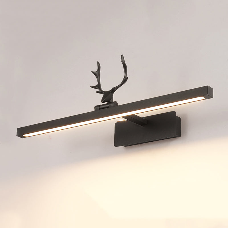 Linear Shape Metal Wall Sconce Modern Style 1- Light Mirror Wall Mounted Light in Black