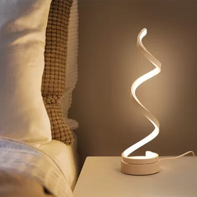 Metal Spiral Night Table Lamps Modern Style 1 Light Nightstand Lamp