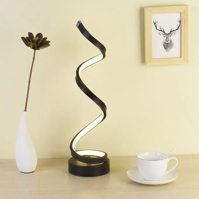Metal Spiral Night Table Lamps Modern Style 1 Light Nightstand Lamp