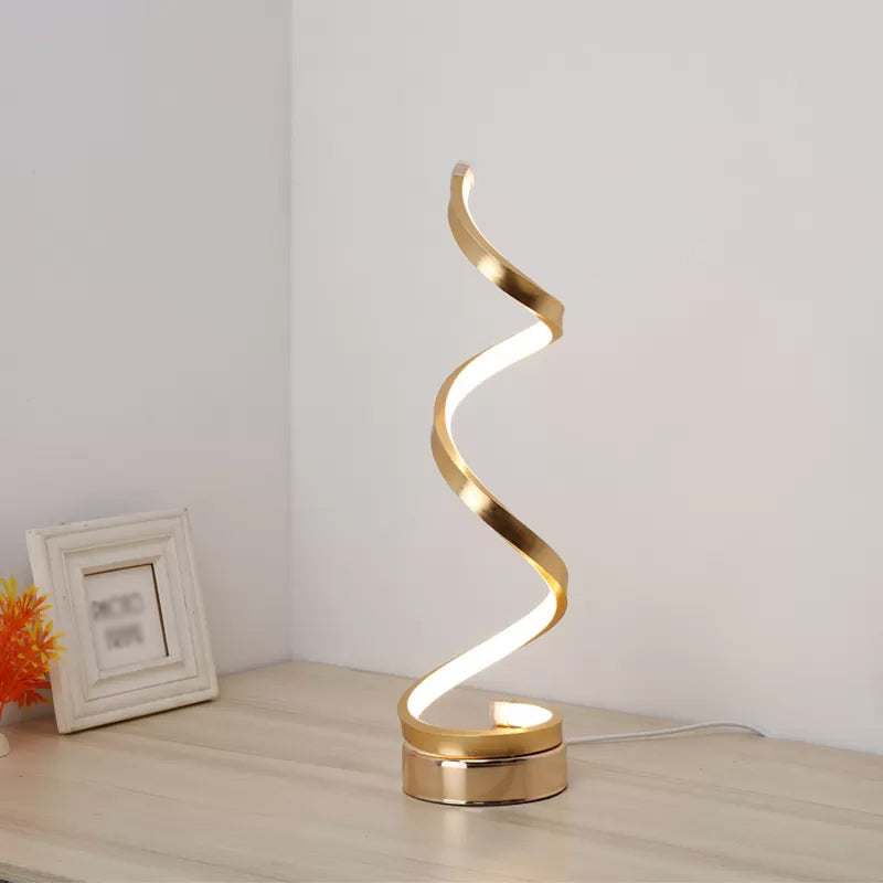 Metal Spiral Night Table Lamps Modern Style 1 Light Nightstand Lamp
