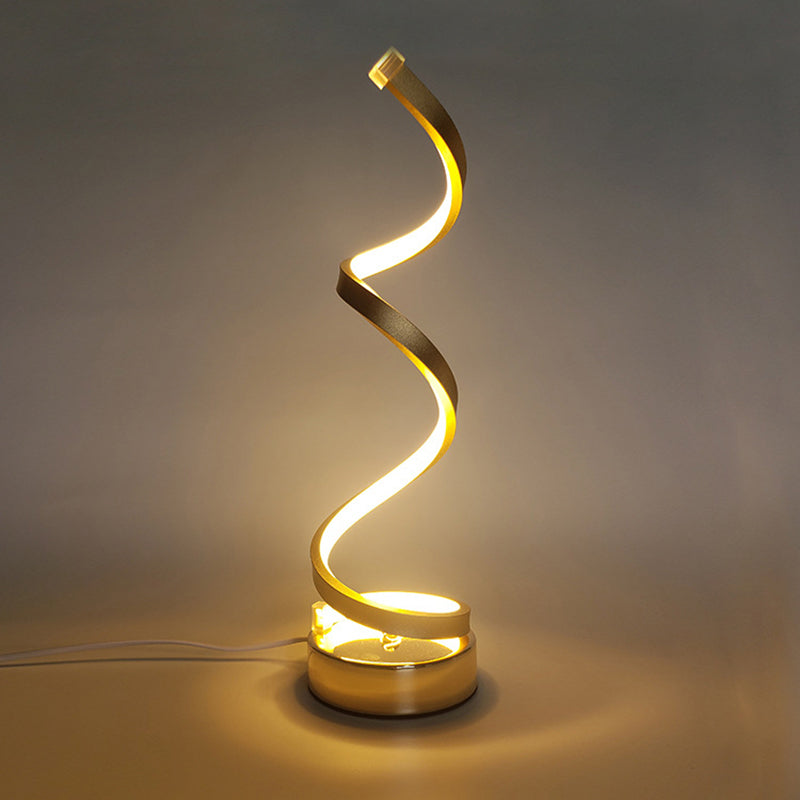 Metal Spiral Night Table Lamps Modern Style 1 Light Nightstand Lamp
