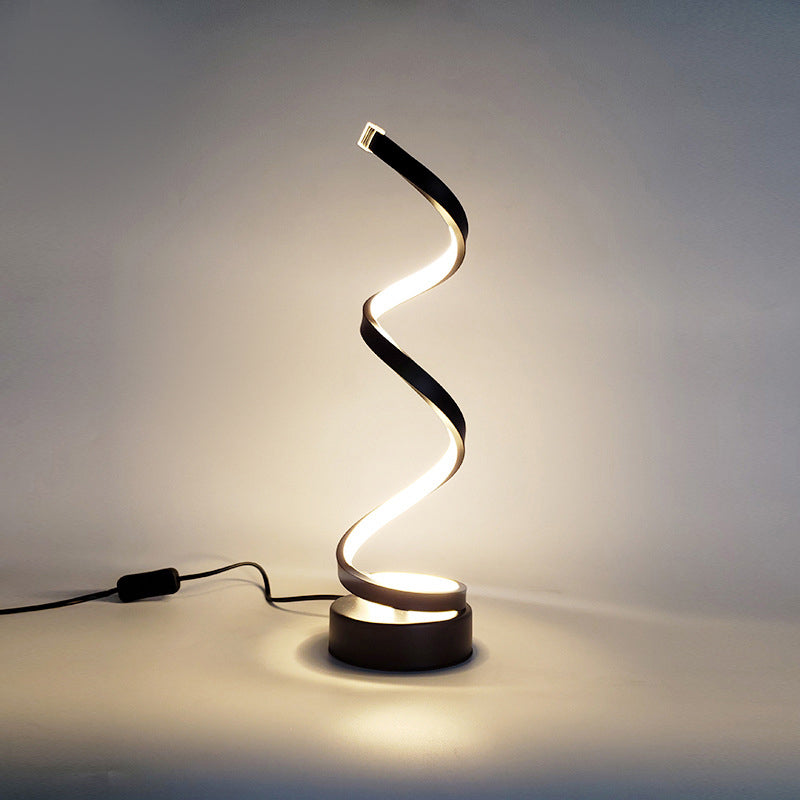 Metal Spiral Night Table Lamps Modern Style 1 Light Nightstand Lamp