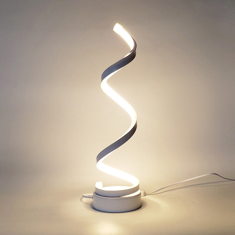 Metal Spiral Night Table Lamps Modern Style 1 Light Nightstand Lamp